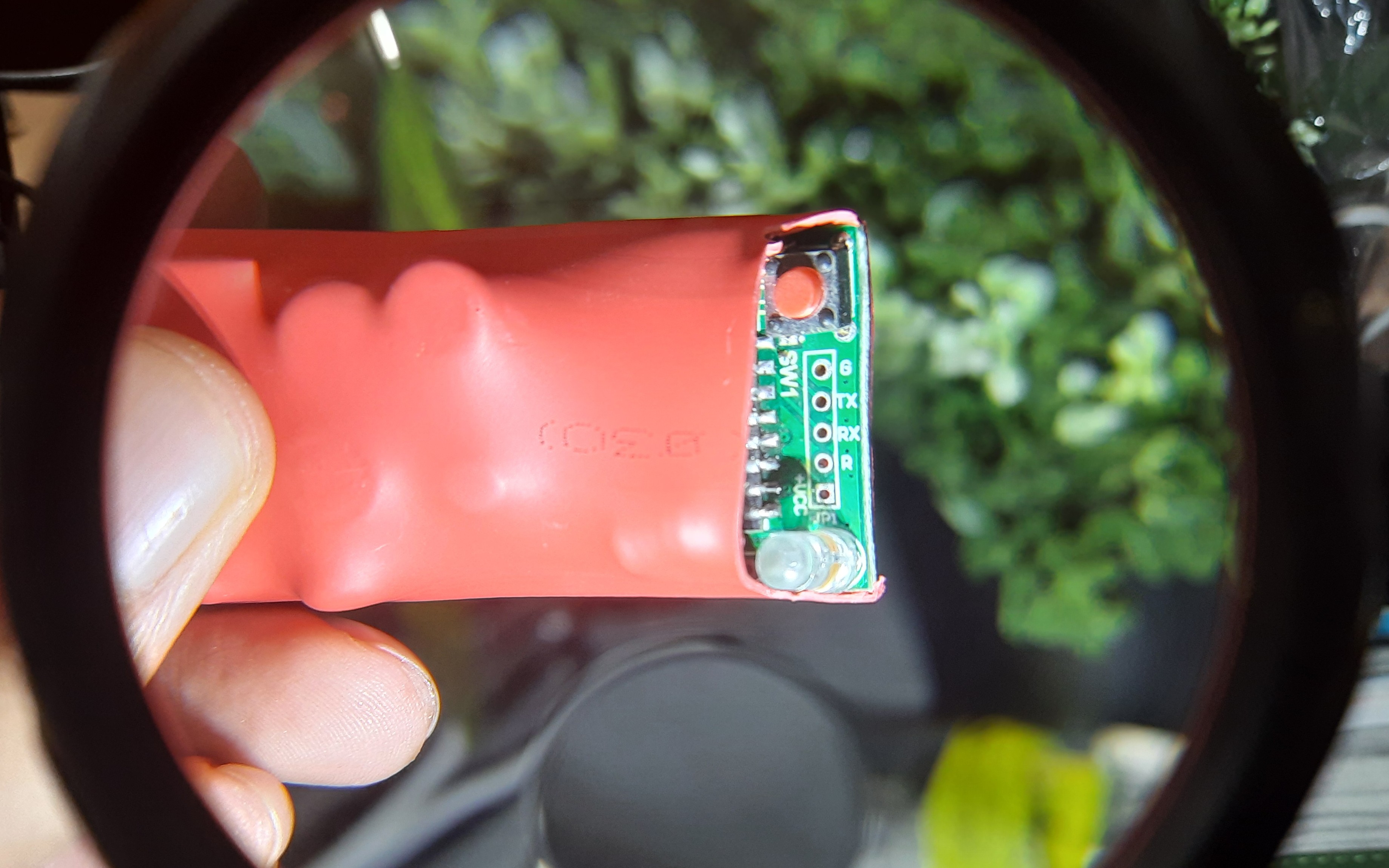 PCB Closeup and Visible Serial Pads closeup of pcb